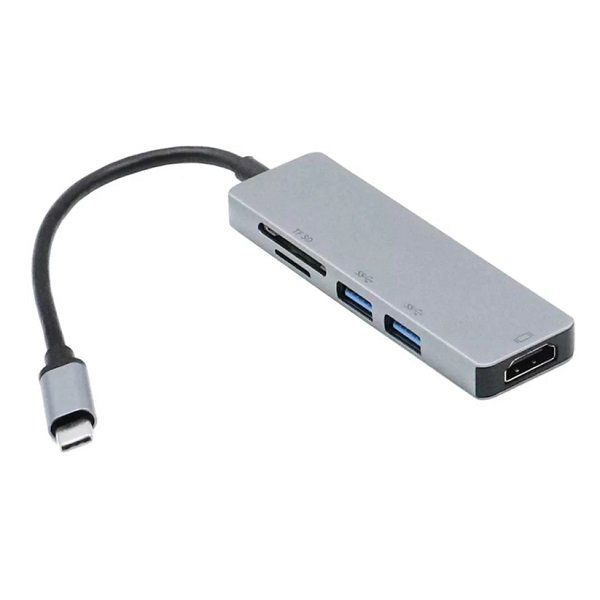 Μετατροπέας 5 σε 1 Type-C Σε HDMI Με 2 Θύρες USB-3.0 και Αναγνώστη Καρτών TF/SD (A-010)