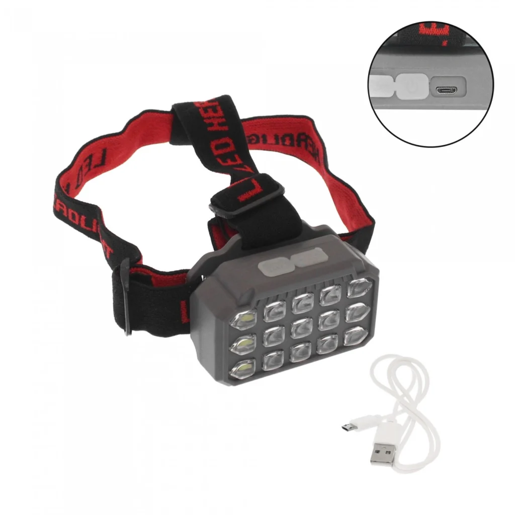 LED Επαναφορτιζόμενος Φακός Κεφαλής 300LM 15 SMD Ψυχρό Λευκό (SQ-818)