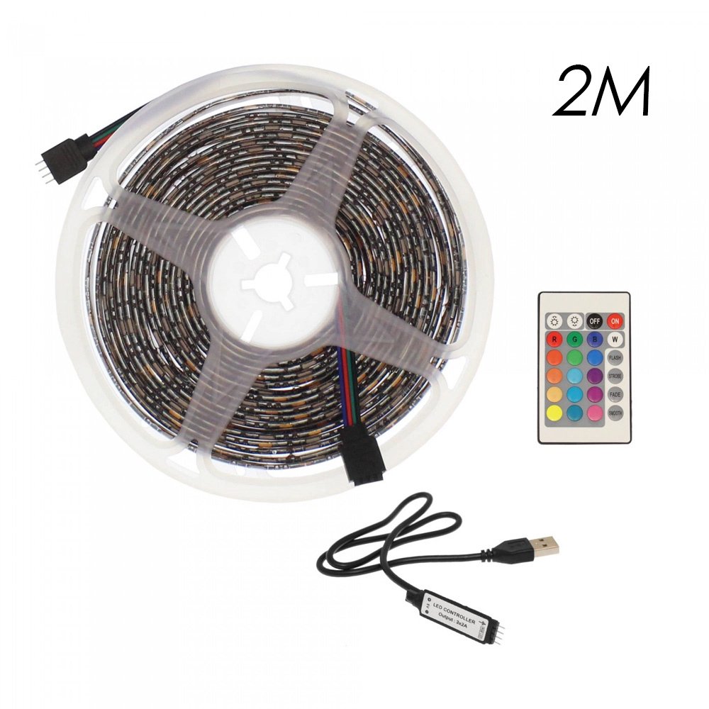 Αδιάβροχη LED Ταινία USB 5V 2m με Τηλεχειριστήριο RGB IP65 (RZ-0001)