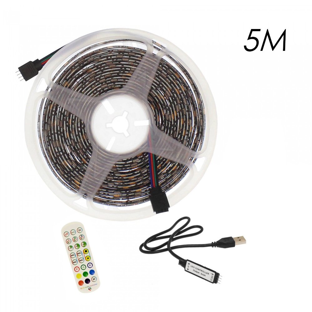 Αδιάβροχη LED Ταινία USB 5V 5m με Τηλεχειριστήριο και Bluetooth RGB IP65 (RZ-0007)