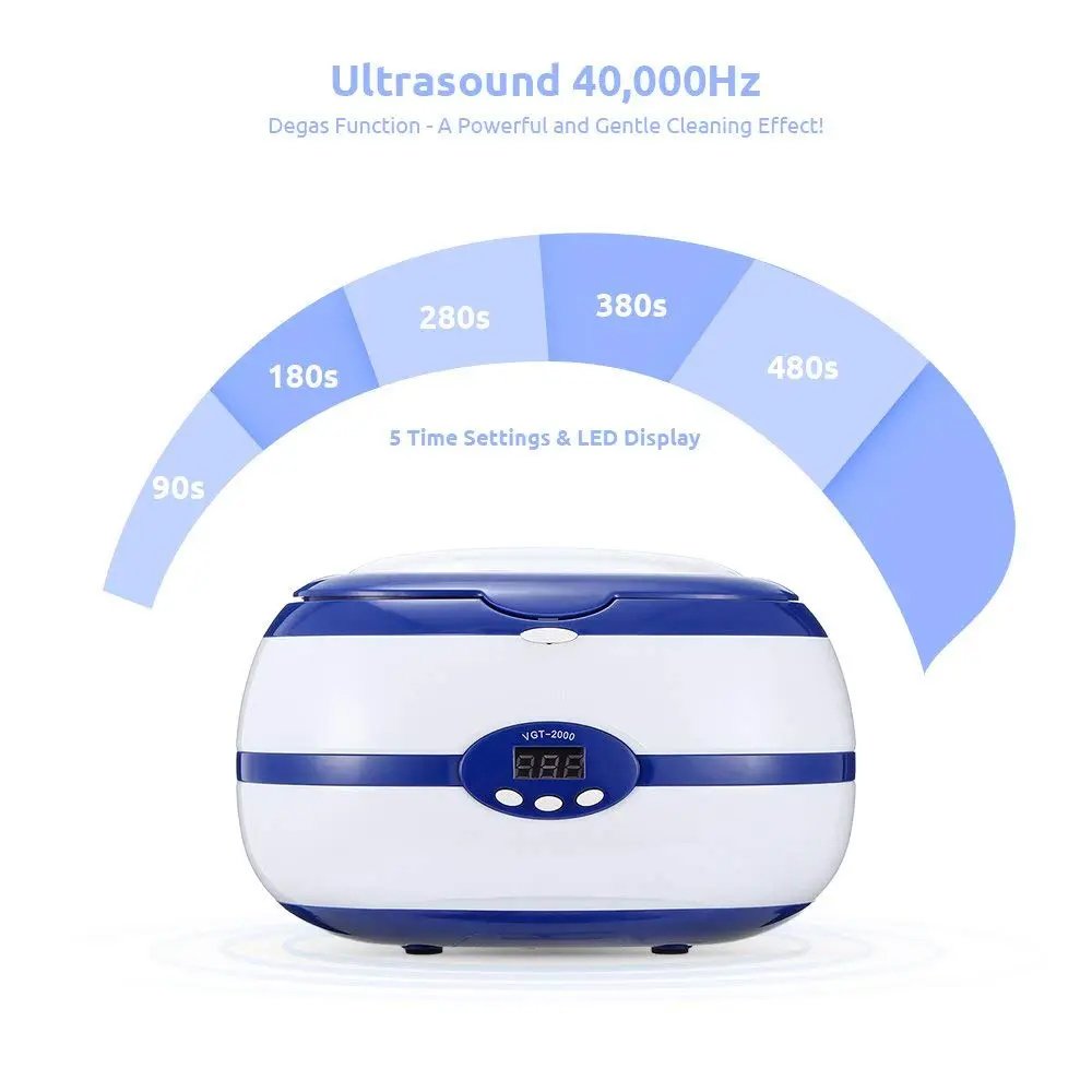 Καθαριστής Υπερήχων Ultrasonic 35W 600ml Inox με Ψηφιακό Χρονοδιακόπτη (VGT-2000)