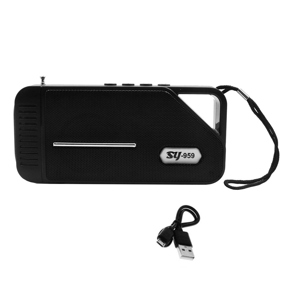 Φορητό Ηχείο Bluetooth με Ραδιόφωνο TF, USB, και Ηλιακό Πάνελ Μαύρο (SY-959-B)