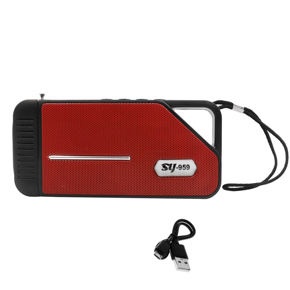 Φορητό Ηχείο Bluetooth με Ραδιόφωνο TF, USB, και Ηλιακό Πάνελ Κόκκινο (SY-959-R)