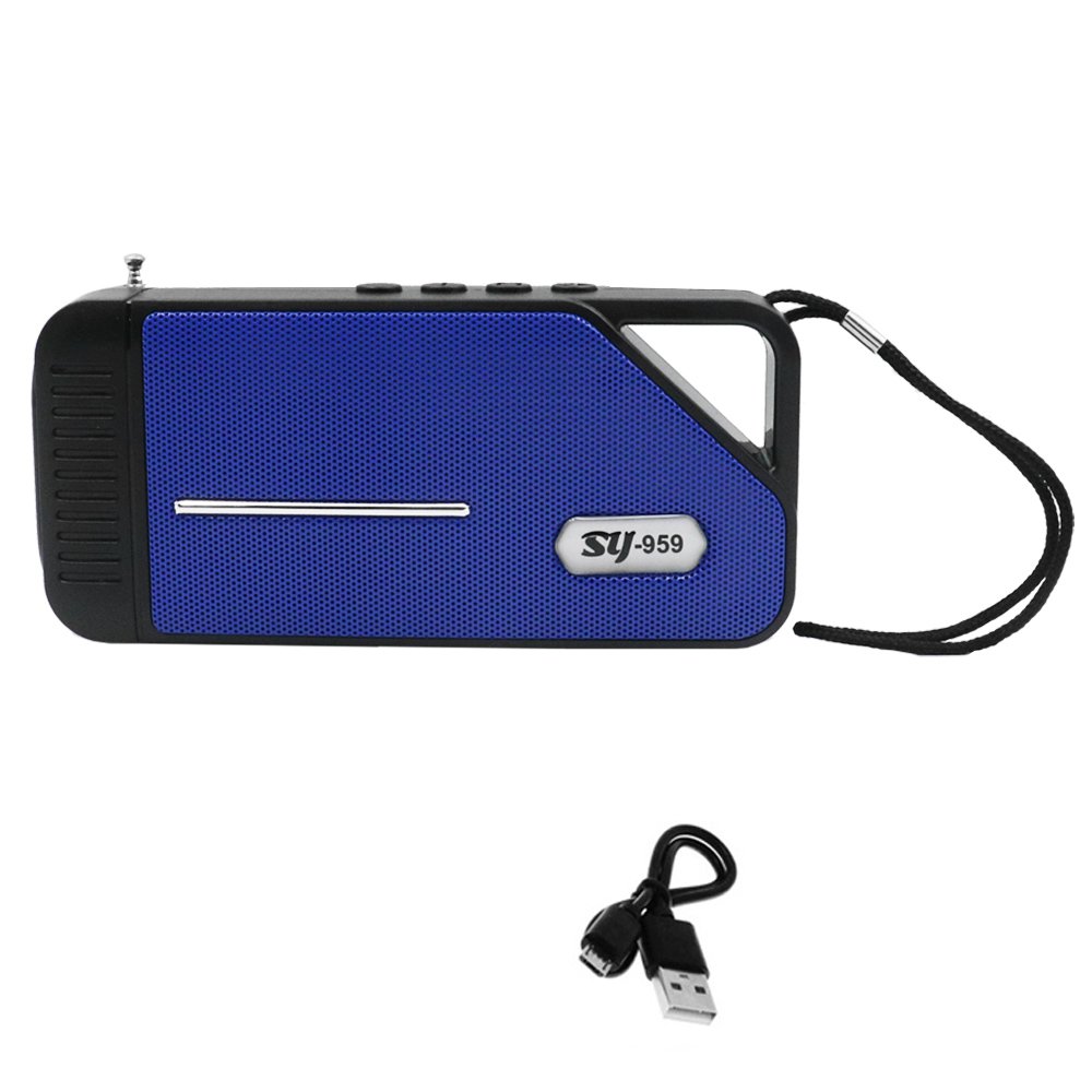 Φορητό Ηχείο Bluetooth με Ραδιόφωνο TF, USB, και Ηλιακό Πάνελ Μπλε (SY-959-BL)