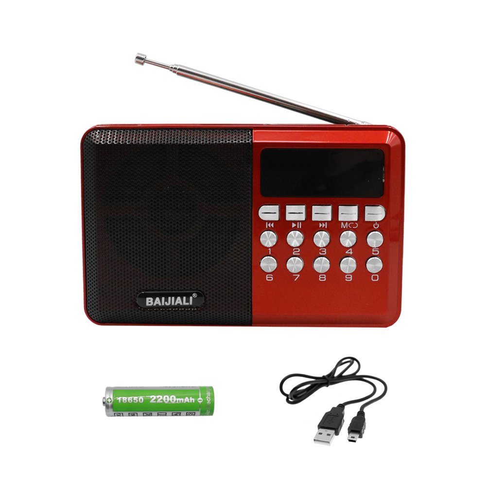 Φορητό Ηχείο Bluetooth με Ραδιόφωνο TF, USB και AUX BAIJIALI Κόκκινο (BJL-62)