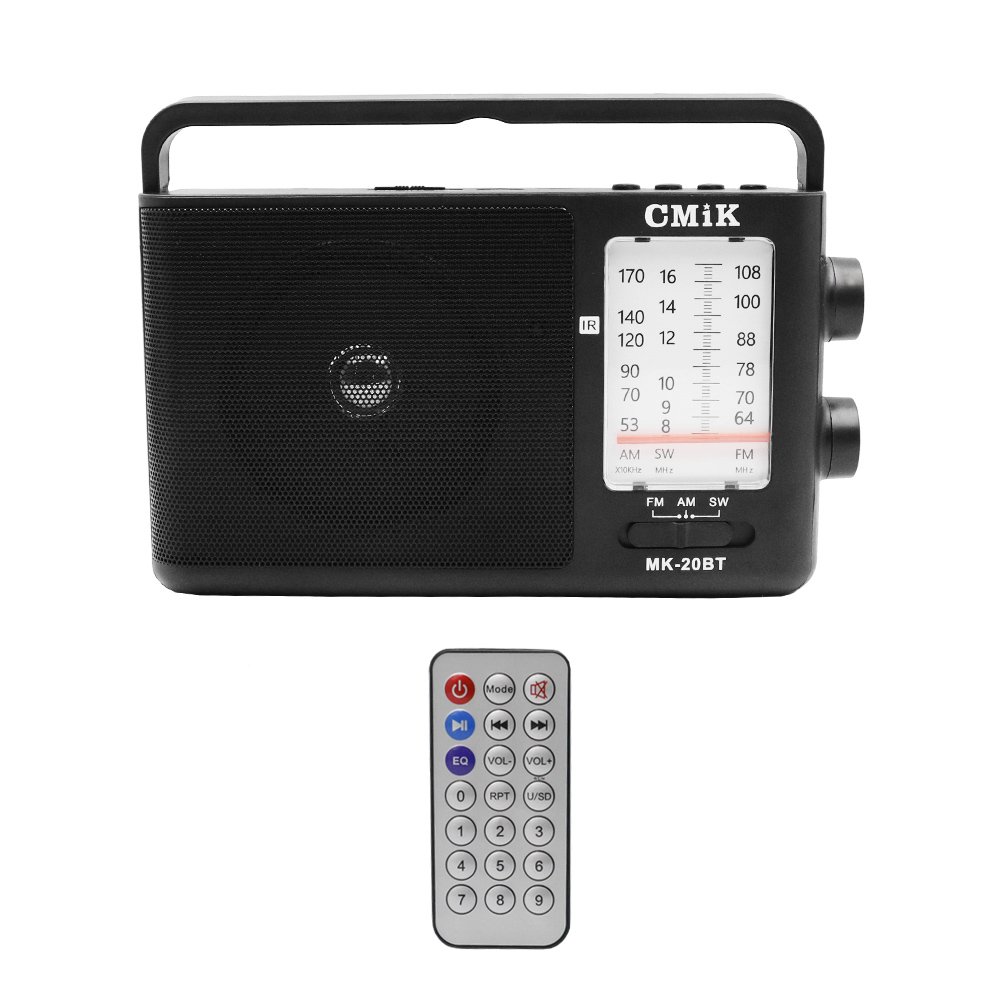 Φορητό Ασύρματο Ηχείο Bluetooth FM/ΑΜ/USB/TF/AUX 10W με Τηλεχειριστήριο CMiK Μαύρο (MK-20BT)