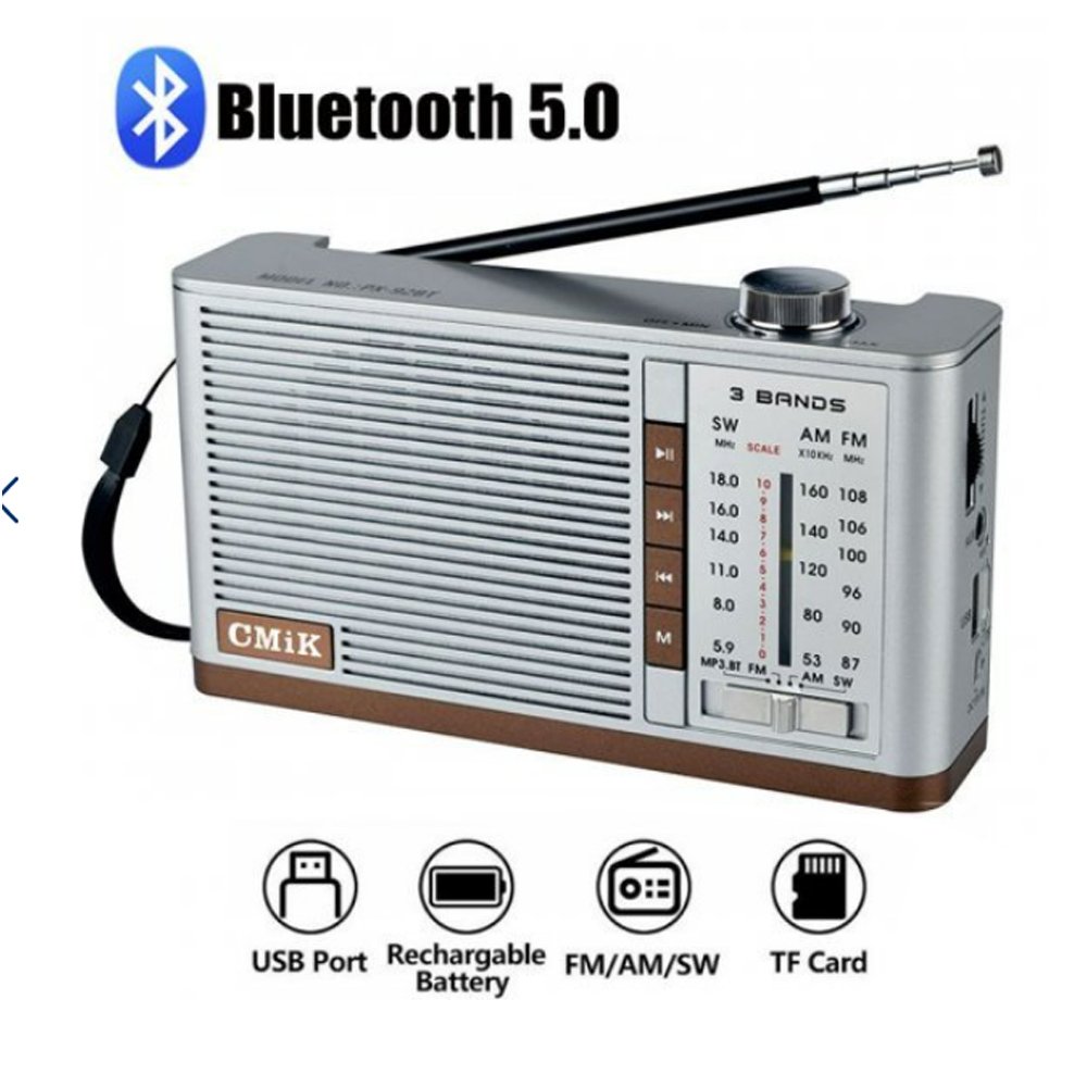 Φορητό Ηχείο Bluetooth με Ραδιόφωνο TF, USB, AUX CMiK Γκρι (MK-999BT)