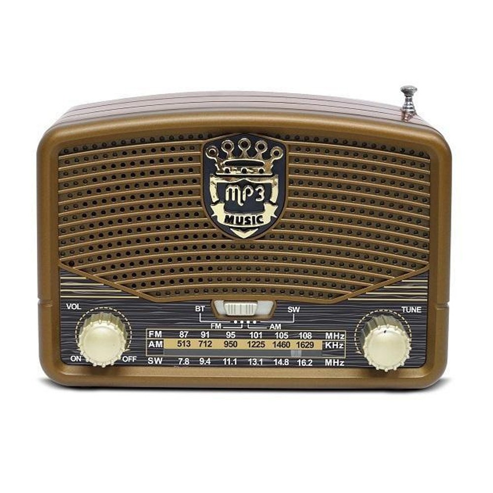 Φορητό Ασύρματο Retro Ηχείο Bluetooth FM/USB/TF/AUX 5W CMiK Καφέ (MK-619BT)