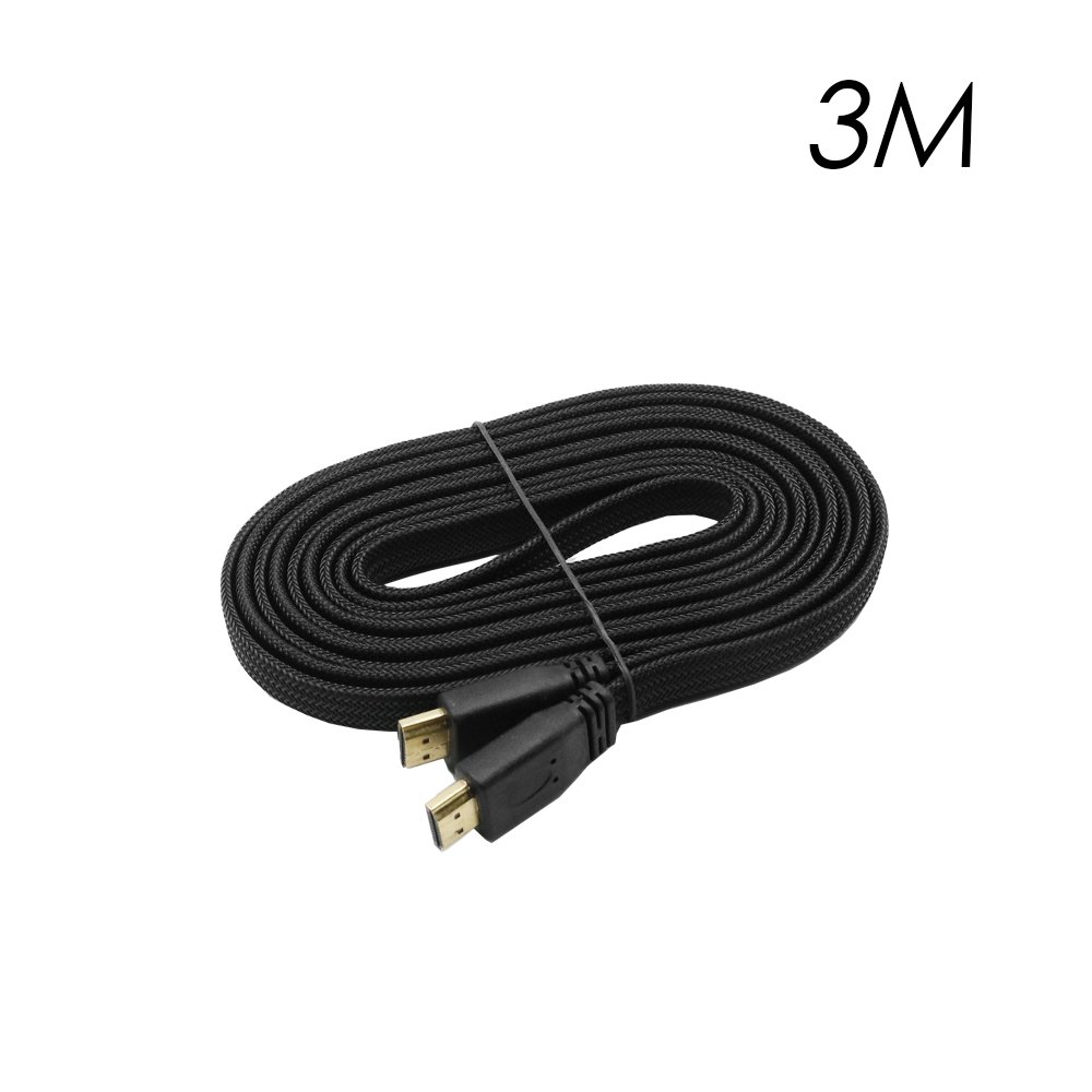 Καλώδιο HDMI 3m V2.0 4K UHD 3D Flat, Braided Μαύρο (YWX-4K-3)