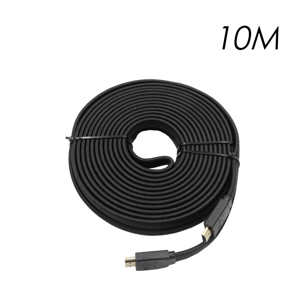 Καλώδιο HDMI 10m V2.0 4K UHD 3D Flat, Braided Μαύρο (YWX-4K-10)