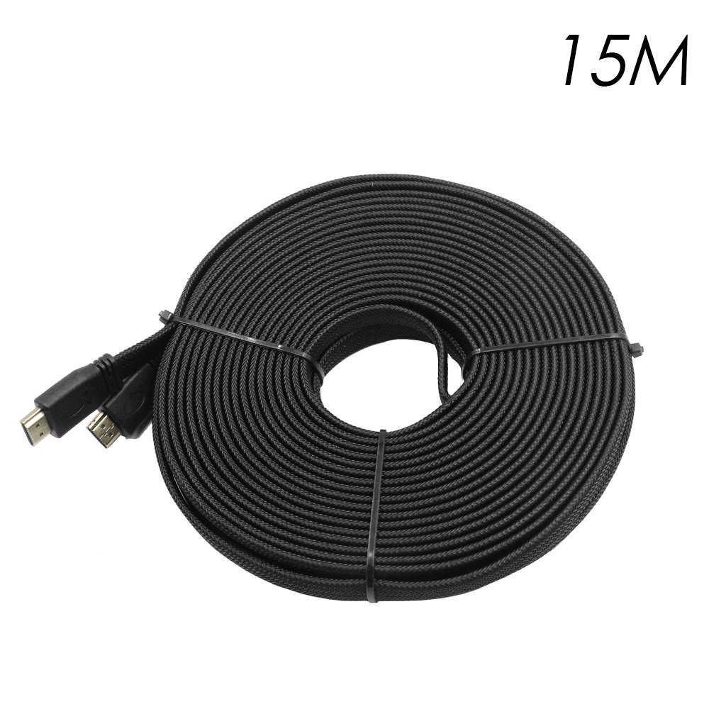 Καλώδιο HDMI 15m V2.0 4K UHD 3D Flat, Braided Μαύρο (YWX-4K-15)
