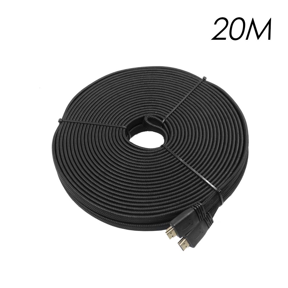 Καλώδιο HDMI 20m V2.0 4K UHD 3D Flat, Braided Μαύρο (YWX-4K-20)
