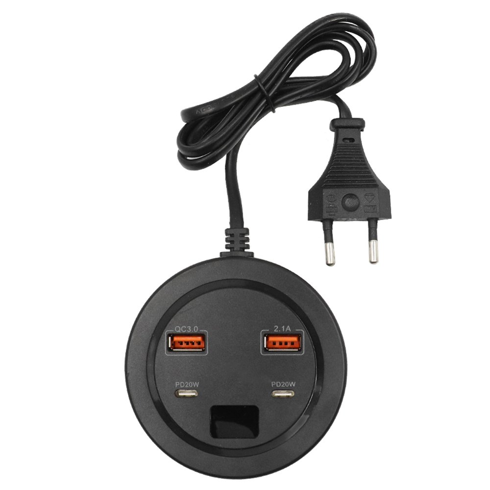 Βάση Φορτιστής με Οθόνη LCD και 2 Θύρες USB-A – 2 Θύρες USB-C Power Socket Μαύρο (PD20W)