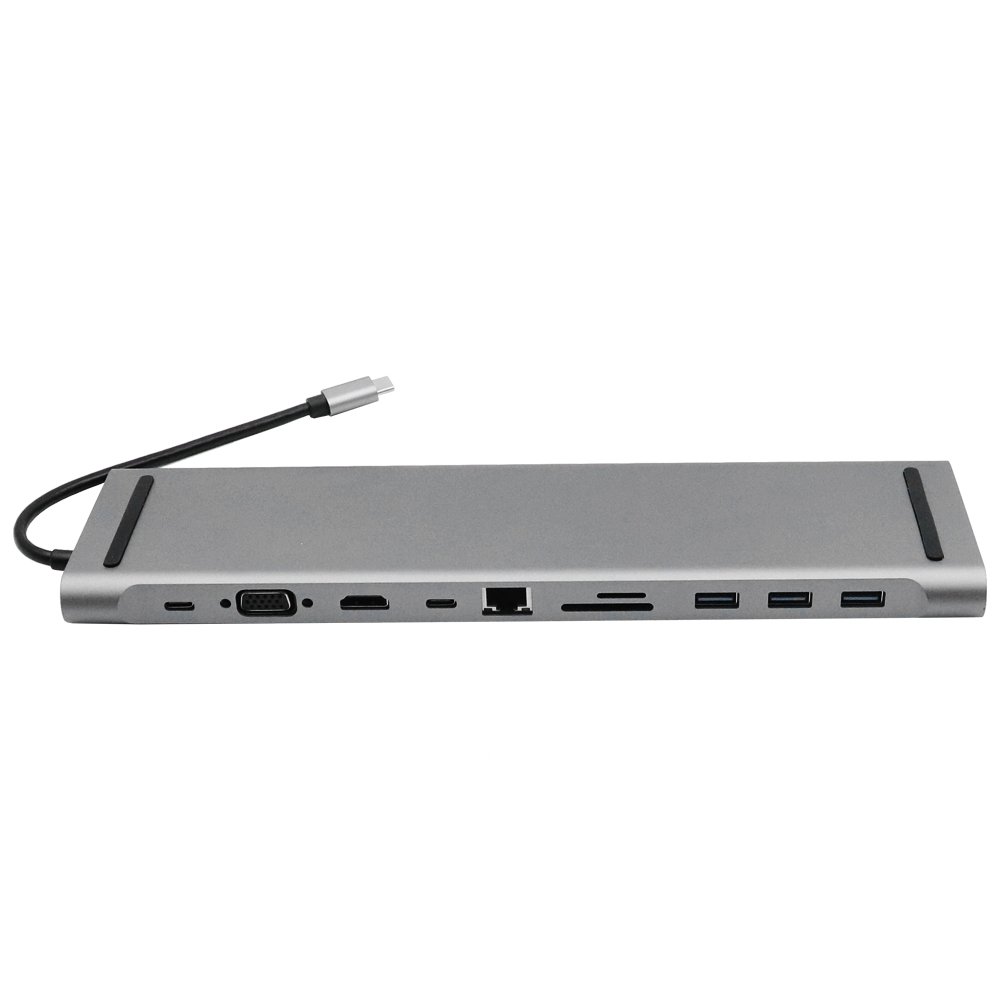 11 σε 1 USB-C Docking Station με Θύρες VGA – HDMI – USB – Micro SD – SD – Ethernet Γκρι
