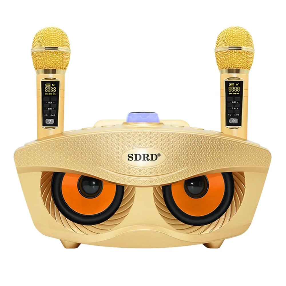 Σύστημα Karaoke 3″ με Ενσύρματα Μικρόφωνα και SD, USB, AUX, TF Χρυσό (SD-306-G)