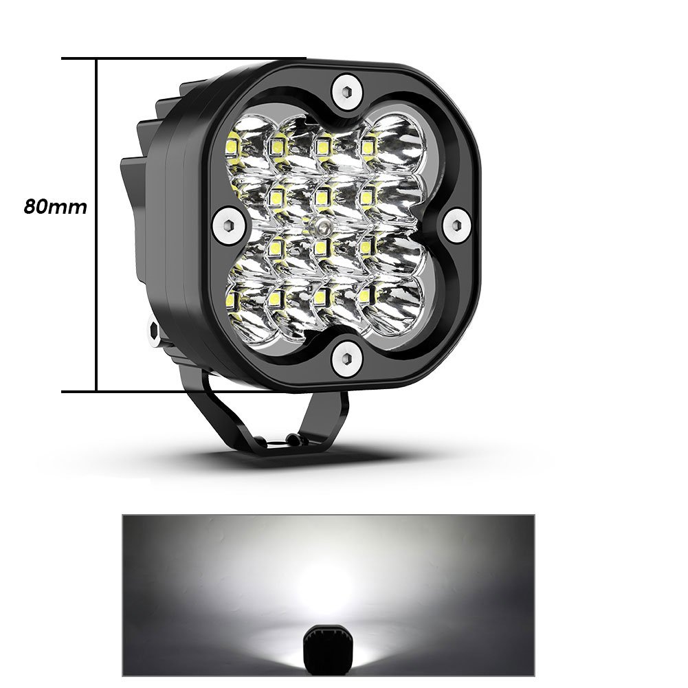 LED Αδιάβροχος Προβολέας Αλουμινίου με 2 Λειτουργίες 12V-24V 8cm 48W 16 SMD IP68 3840LM 6000K (OYQP-0062)