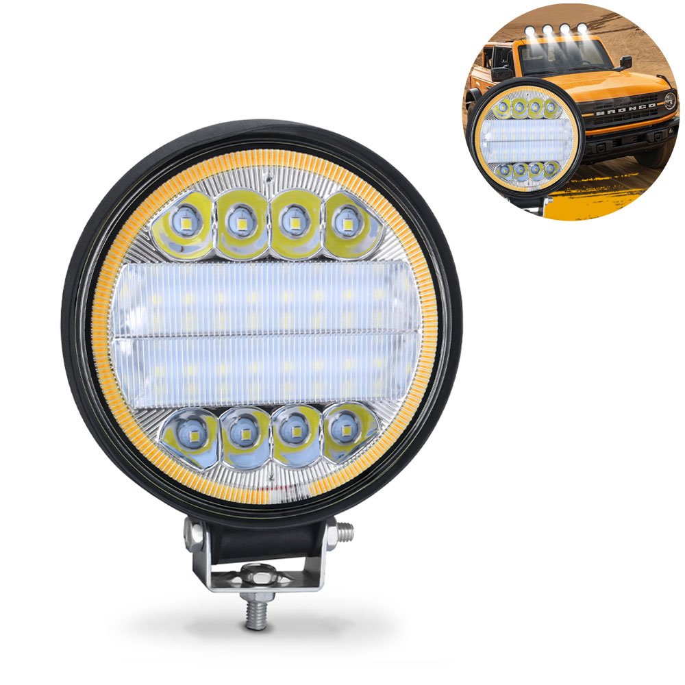 LED Αδιάβροχος Προβολέας Αλουμινίου Ψυχρό Λευκό – Κίτρινο 12V-24V 11cm 72W 24 SMD IP67 5760LM (OYQP-0071)