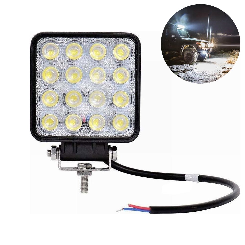 LED Αδιάβροχος Προβολέας Αλουμινίου 12V-24V 11cm 48W 16 SMD IP67 3840LM (OYQP-0074)