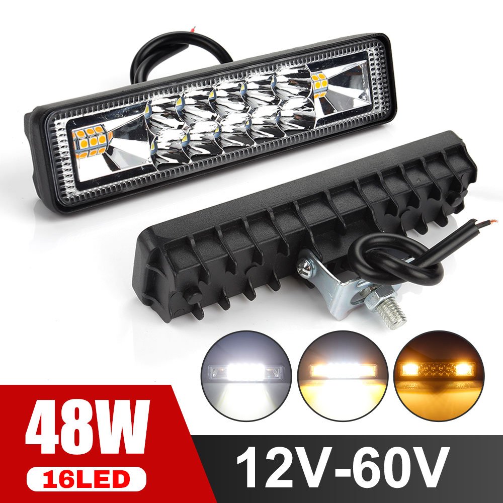 LED Αδιάβροχο Προβολάκι – Μπάρα Αλουμινίου με 3 Λειτουργίες 12V-24V 15cm 48W 16 SMD IP68 3840LM 6000K (OYQP-0069)