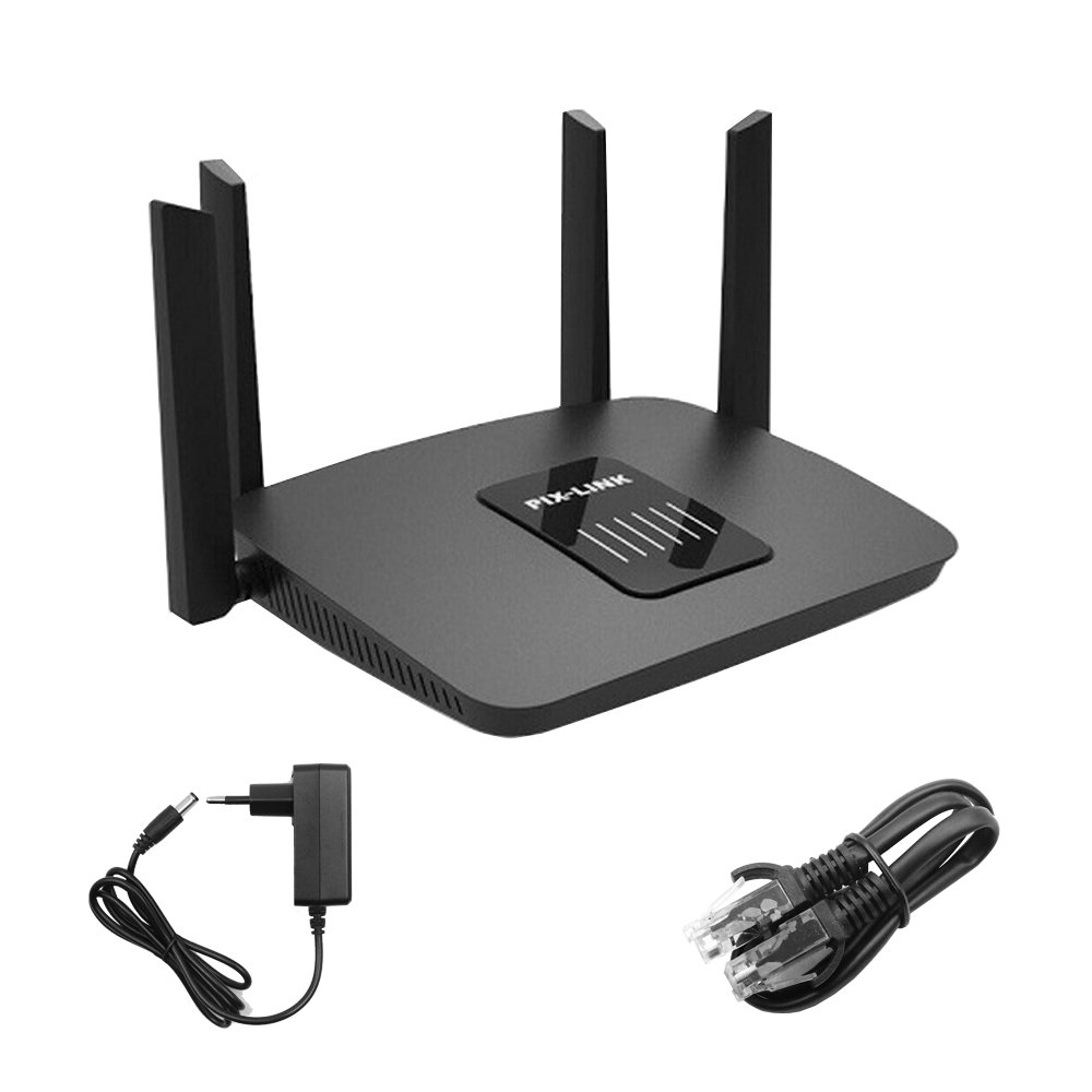 Ασύρματο Router Wi‑Fi 2.4 και 5GHz με 4 Θύρες Ethernet Pix-Link Μαύρο (LV-AC06)