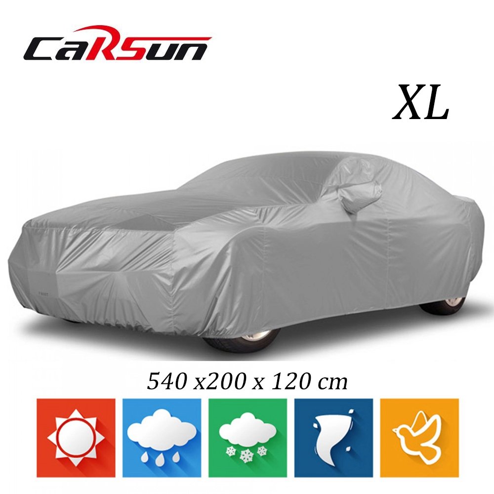 Κουκούλα Αυτοκινήτου για Sedan X-Large Αδιάβροχη με Φίλμ Αλουμινίου – Λάστιχο και Ιμάντες 540x200x120cm CarSun Ασημί (CD-064-XL)