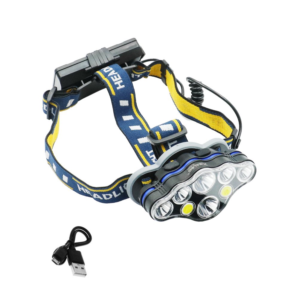LED Επαναφορτιζόμενος Φακός Κεφαλής 2 COB 6 SMD IPX4 3000LM Ψυχρό Λευκό με 8 Λειτουργίες Φωτισμού BL (KL08)
