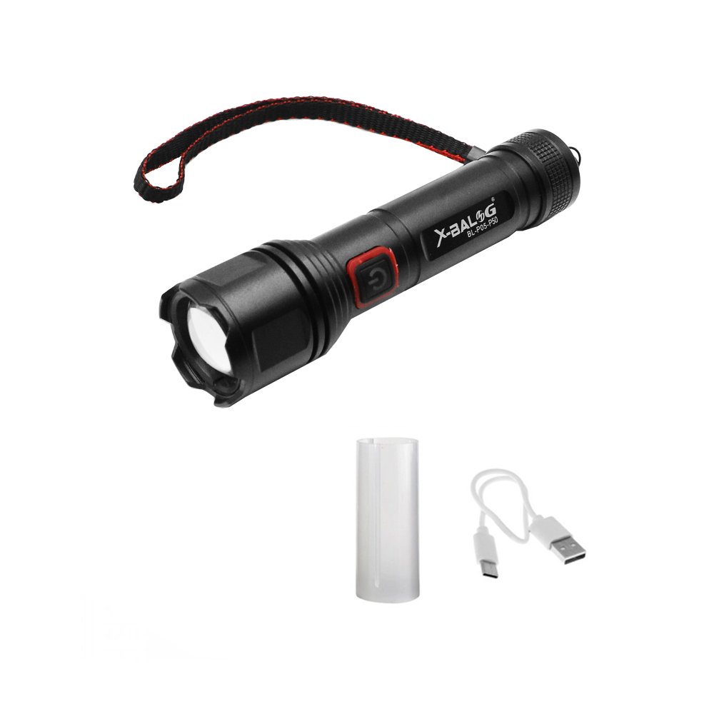 LED Επαναφορτιζόμενος Φακός USB 5V Ψυχρό Λευκό 6000K με 3 Λειτουργίες Φωτισμού και Zoom (BL-P05-P50)