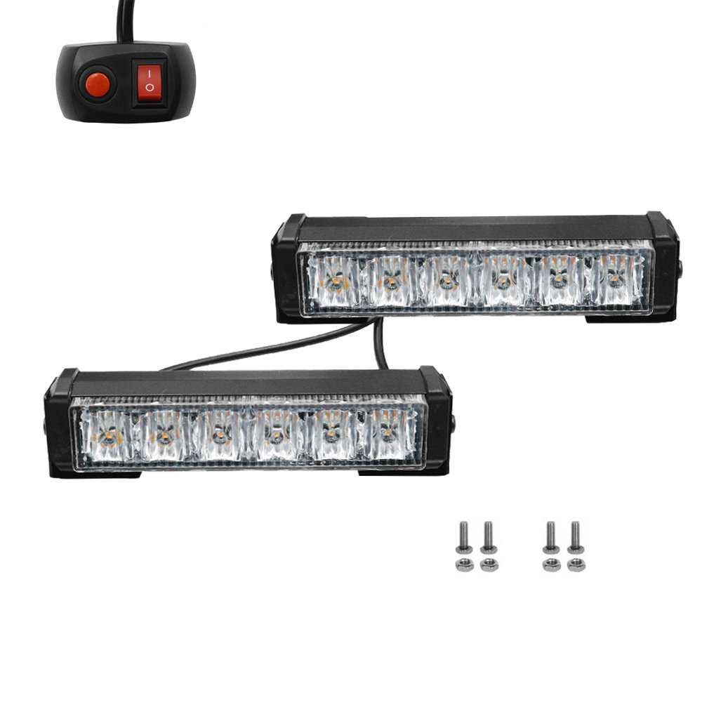Σετ Βιδωτοί Φάροι Αυτοκινήτου-Φορτηγού LED 12 SMD 12V-24V IP65 με 20 Λειτουργίες Ψυχρό Λευκό – Πορτοκαλί 2τμχ