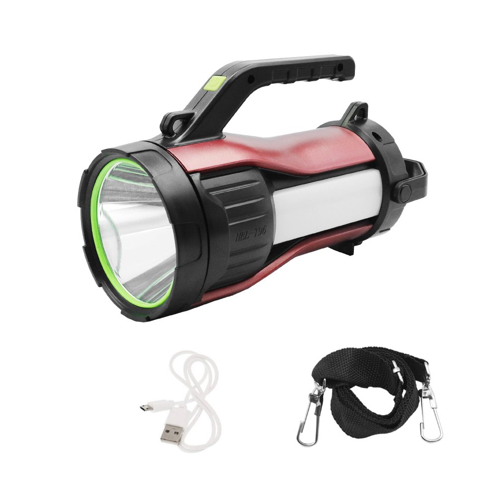 LED Επαναφορτιζόμενος Ηλιακός Διπλός Φακός 30W Ψυχρό Λευκό – Κόκκινο με 7 Λειτουργίες Φωτισμού (HEL-T96)