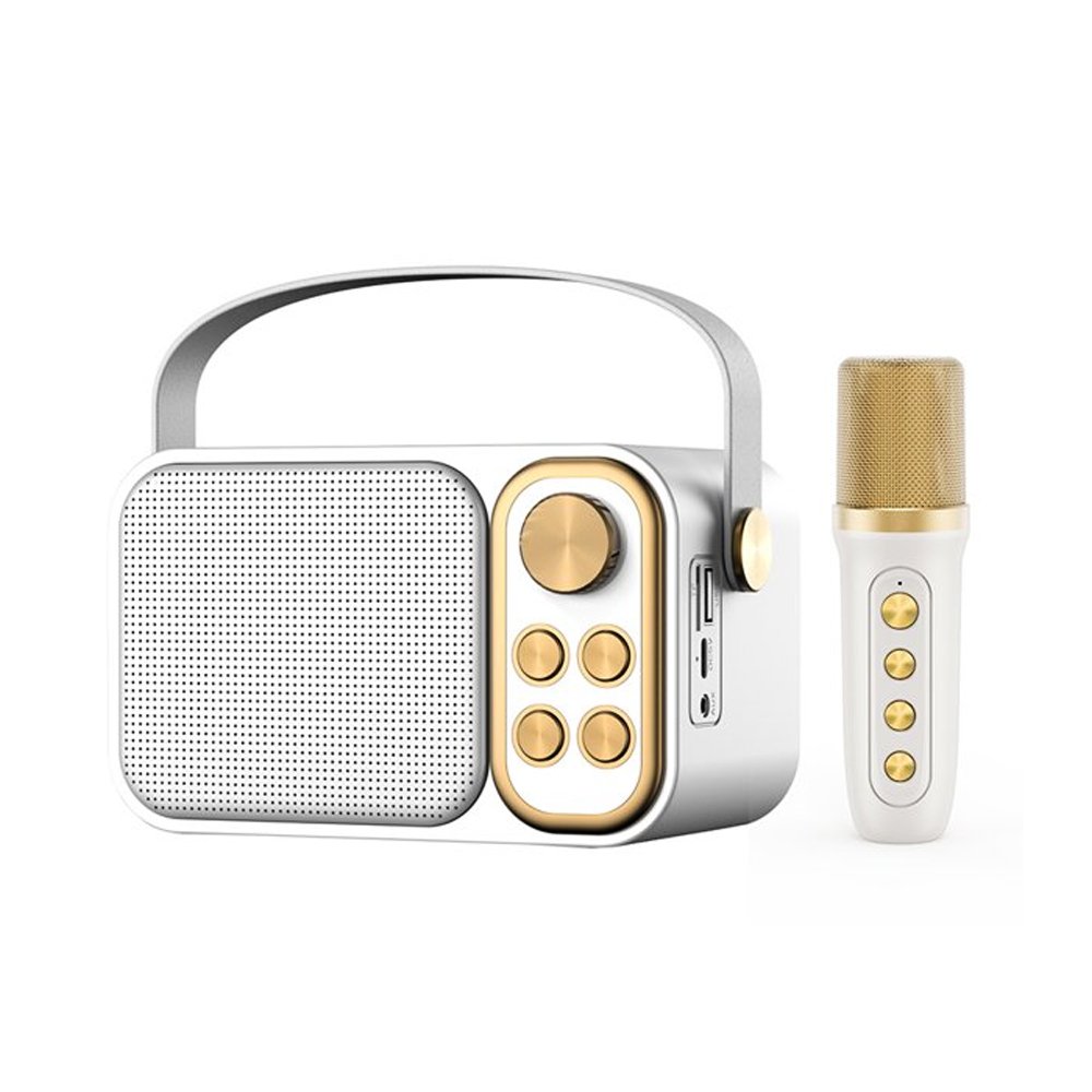 Mini Σύστημα Karaoke με Ασύρματο Μικρόφωνο Bluetooth – TF – USB – AUX Λευκό (YS-104)