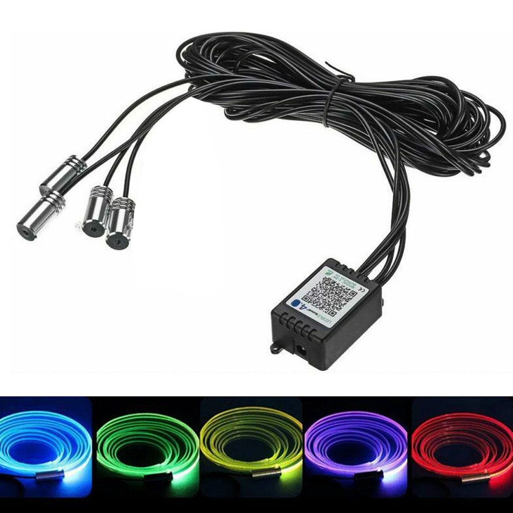Σύστημα Εσωτερικού Φωτισμού Αυτοκινήτου Music RGB Car LED Atmosphere Light με Εφαρμογή 5 τμχ