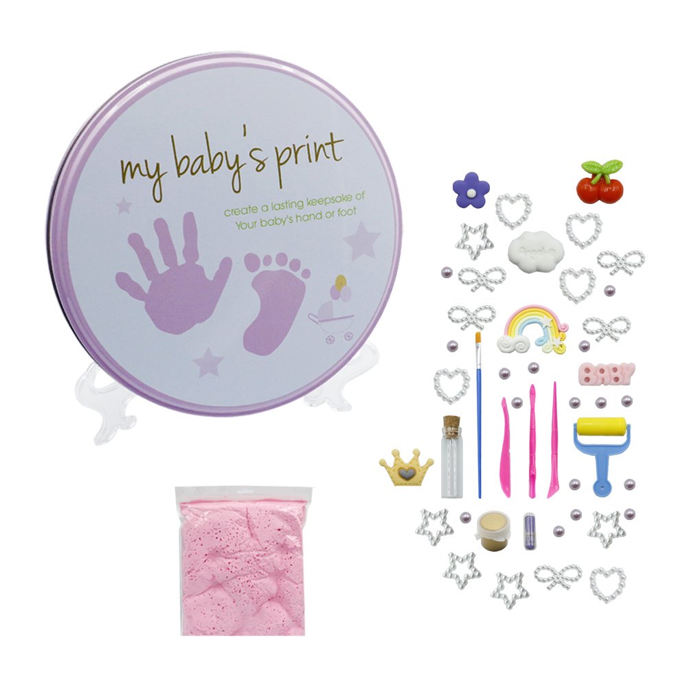 Αναμνηστικό Αποτύπωμα DIY Baby Handprint & Footprint με Αξεσουάρ, Ροζ