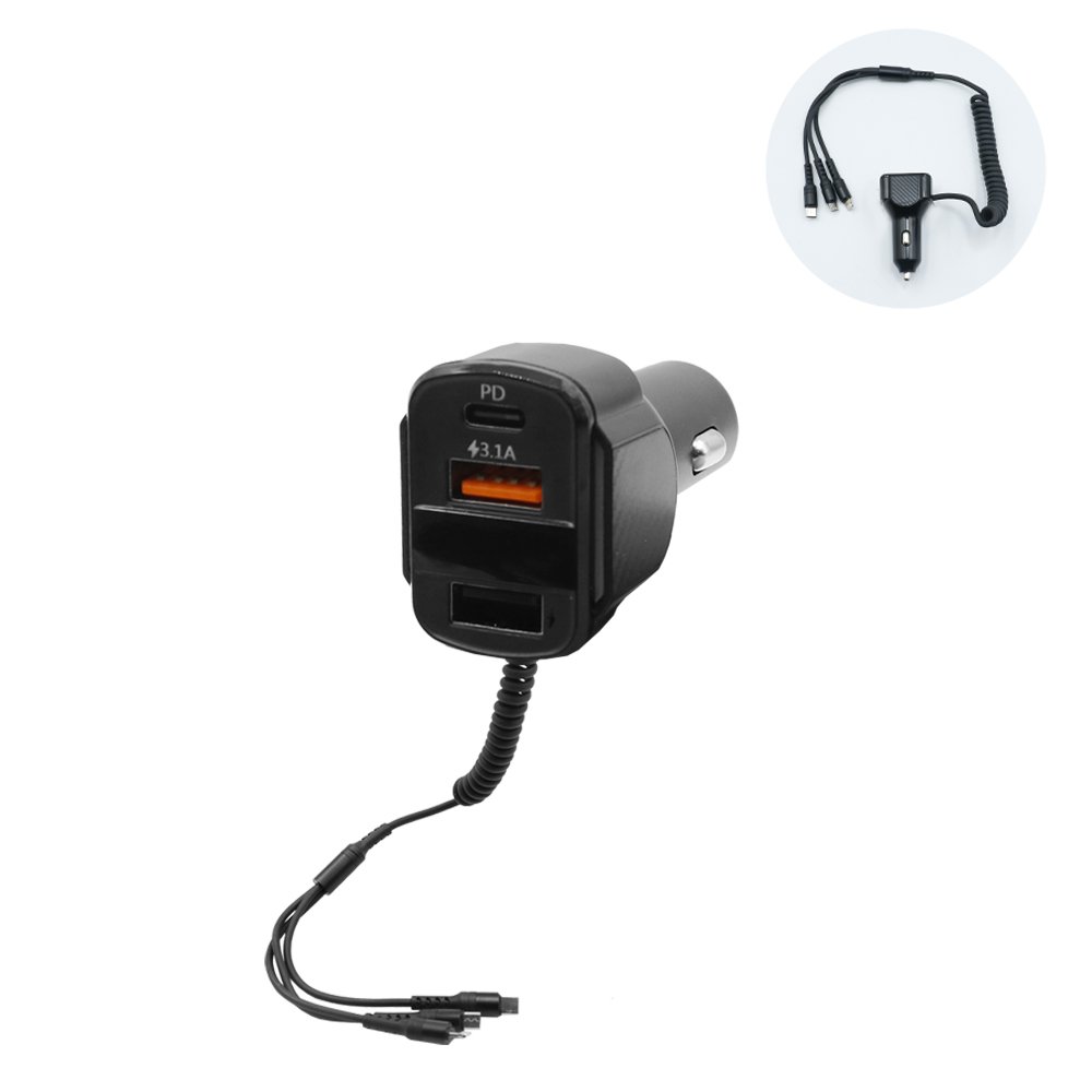 FM Transmitter με Βολτόμετρο 12V-24V με 2 USB – MP3 Player – Οθόνη LCD και 3 Καλώδιο Φόρτισης 3 in 1 (K4)