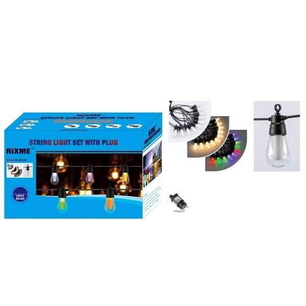 LED Αδιάβροχη Γιρλάντα 220V με 10 Λάμπες 10m RGB/Θερμό Λευκό, 9 Λειτουργίες (RZ-211)