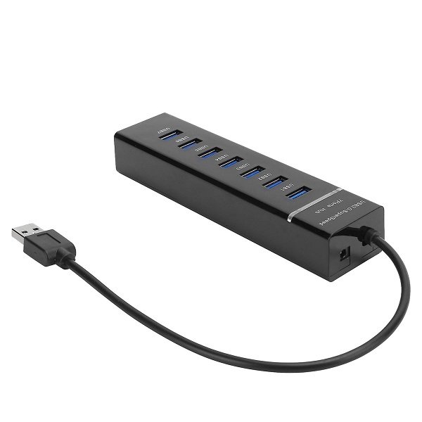 Διανομέας Type-C 7 θυρών USB 3.0 με μπλε ένδειξη LED υψηλής ταχύτητας 5Gbps DC 5V (A-015)