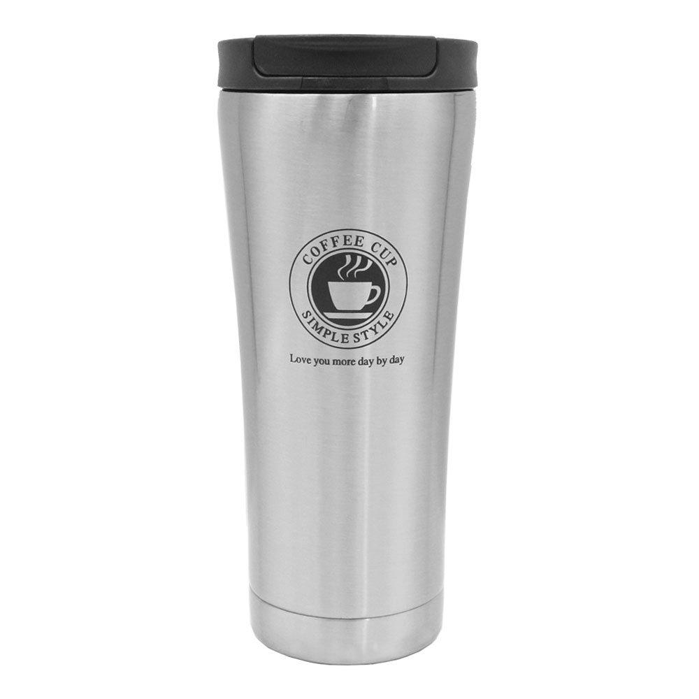 Ποτήρι Θερμός με Καπάκι Ασφαλείας 500ml Ασημί (JB-1713)