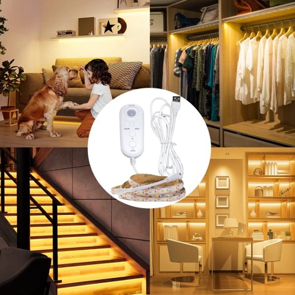 Ταινία LED με Αισθητήρα Κίνησης 5m, USB & Τηλεχειριστήριο, Θερμό Φως 3000K (RZ-178)