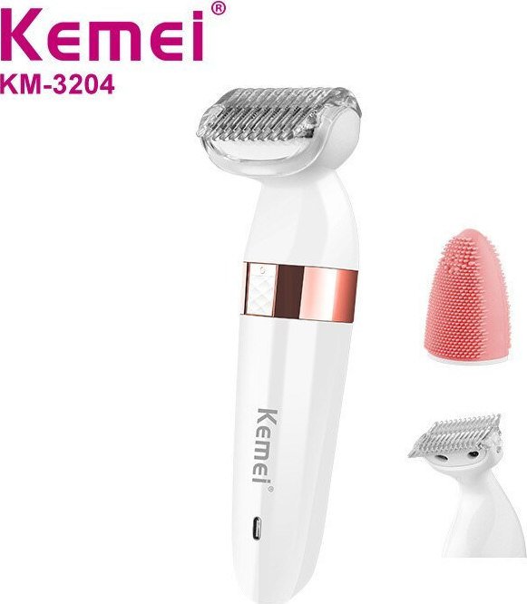 Σετ Αποτρίχωσης Epilator για Πρόσωπο και Σώμα 3 σε 1 Kemei Λευκό (KM-3204)
