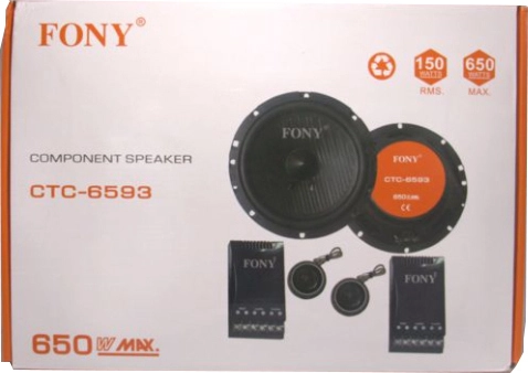 Σετ Ηχεία Αυτοκινήτου Διαιρούμενα Woofer 6.5″ και Tweeter 2″ 150W RMS με Ενισχυτή CTC-6593 2 τμχ