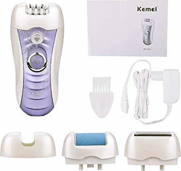 Επαναφορτιζόμενο Σετ Αποτρίχωσης Epilator για Σώμα Kemei Λευκό-Μωβ (KM-3012)