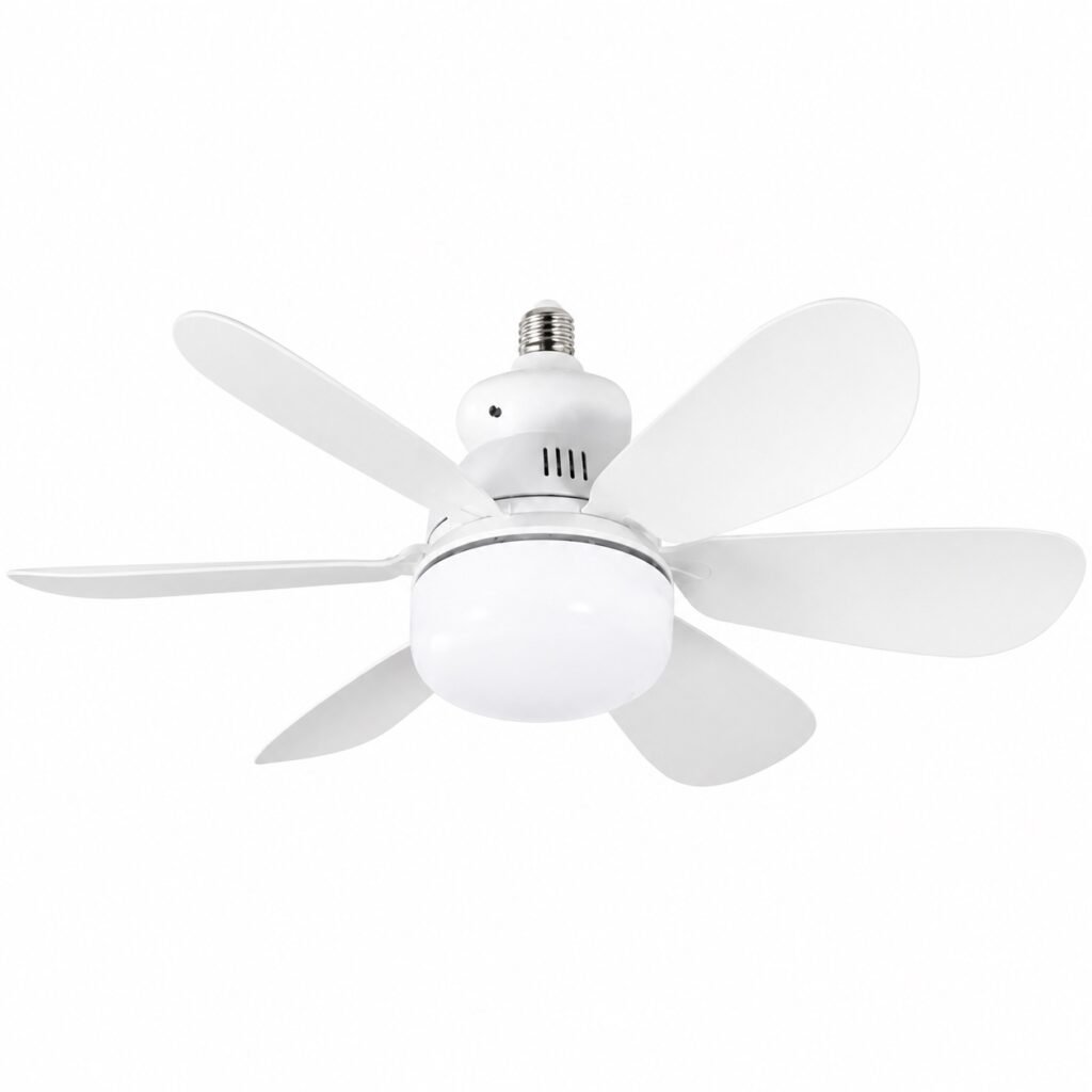 Ανεμιστήρας Οροφής E27 52cm με Φως 30W, χρονοδιακόπτη και τηλεχειρισμό με 6 αποσπώμενες λεπίδες Λευκός (ZJD-001)