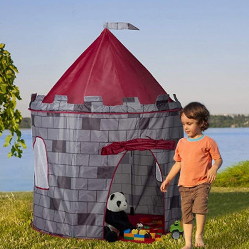 Παιδική Σκηνή Κάστρο Pop Up για 3+ Ετών 105x105x135cm Γκρι-Κόκκινο