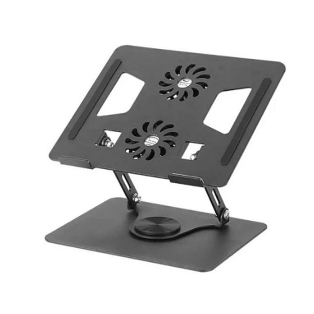 Cooling Pad για Laptop εως 17.3″ Περιστροφής 360 Μοιρών με 2 υποδοχές για ανεμιστηράκια Μαύρη (YL-906)