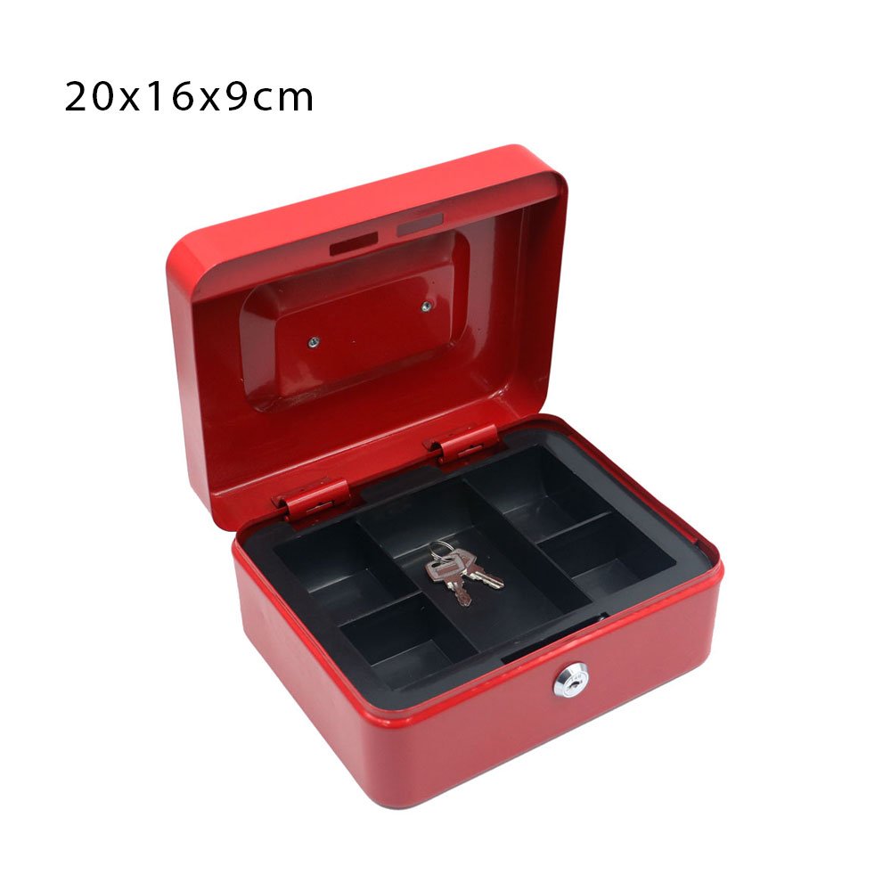 Μεταλλικό Κουτί Ταμείου με 2 Κλειδιά 20x16x9cm Κόκκινο (XS-20C)