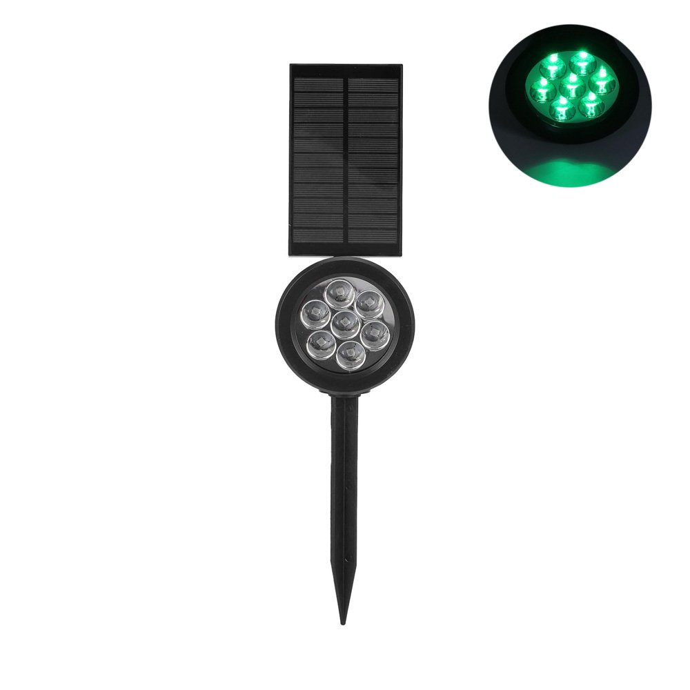 LED Αδιάβροχο Ηλιακό Καρφωτό Φωτιστικό 7 SMD με Πράσινο Φωτισμό και Ενσωματωμένο Πάνελ (PM-0109)