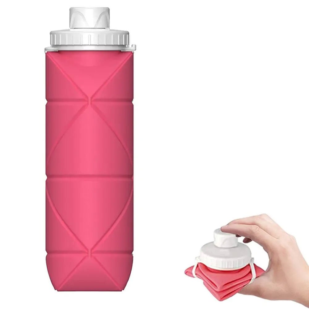 Αναδιπλούμενο Παγούρι Σιλικόνης 600ml για Camping Ροζ