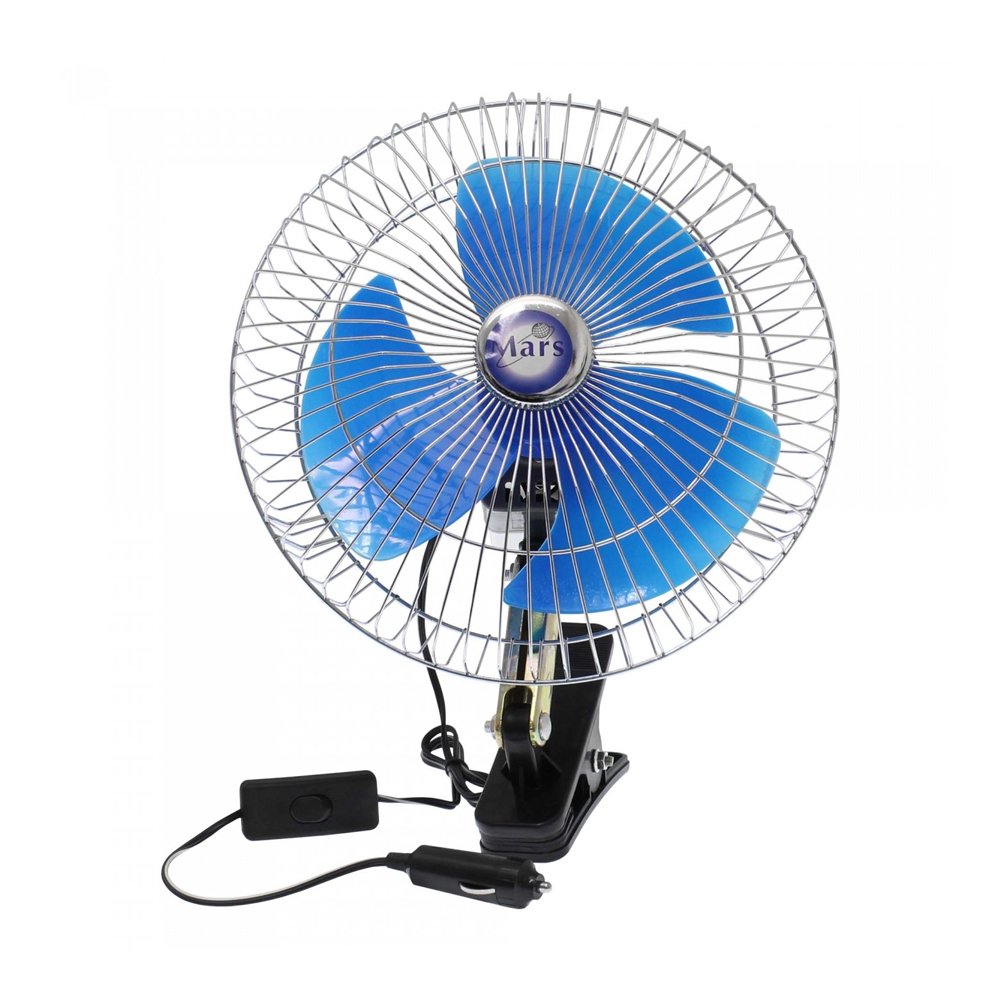 Ανεμιστήρας για Αναπτήρα Αυτοκινήτου 12V 25cm με Μανταλάκι Μπλε