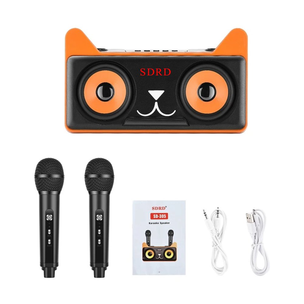 Σύστημα Karaoke με Ασύρματα Μικρόφωνα και SD, USB, AUX, TF Μαύρο (SD-305)