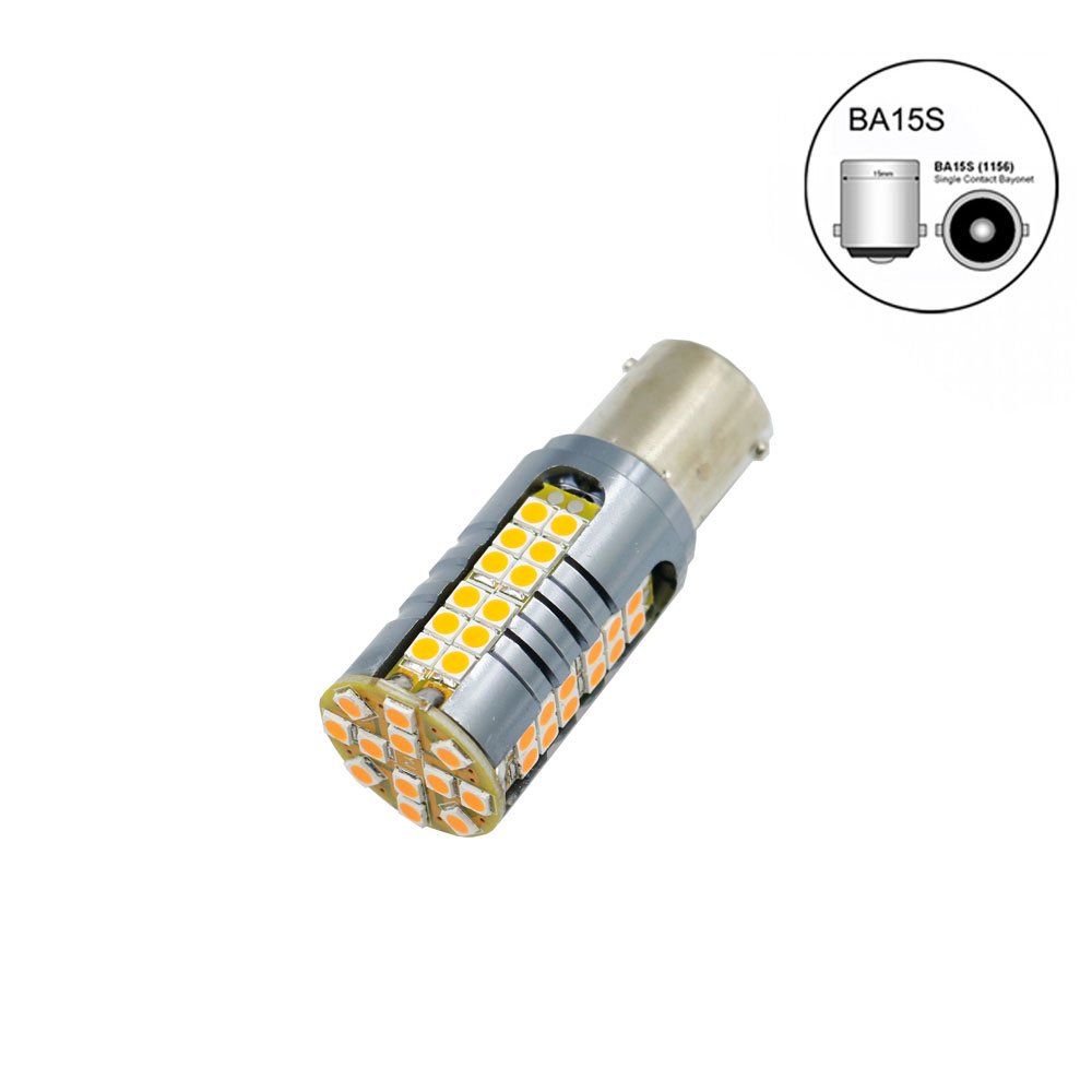 LED Μονοπολική Λάμπα 1156-BA15S 12V 60 SMD Canbus σε Πορτοκαλί Φωτισμό (W15885)
