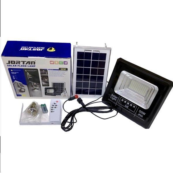 Ηλιακός Προβολέας LED 100W IP66 με πάνελ, Τηλεχειρισμό και Χρονοδιακόπτη (JT-910091-YY50W)